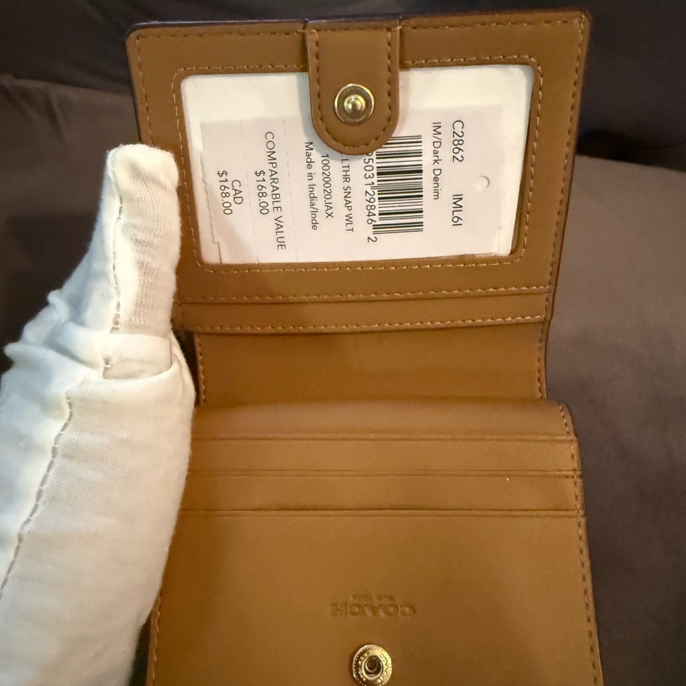 NWT Coach Women's Snap Wallet in IM/ Dark Denim  style # C2862 IML61 - Picture 5 of 15